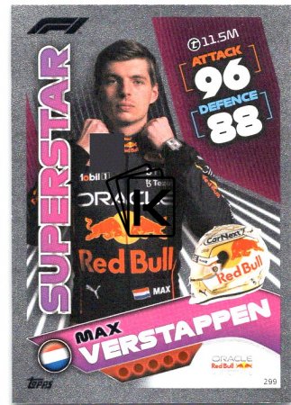 2022 Topps Formule 1Turbo Attax F1 Superstars 299 Max Verstappen (Red Bull Racing)