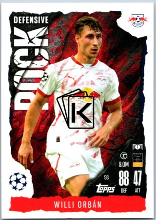 Fotbalová kartička 2024-25 Topps Match Attax EXTRA UEFA Club Competitions Defensive Rock 93 Willi Orbán (RB Leipzig)