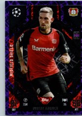 Fotbalová kartička 2024-25 Topps Match Attax EXTRA UEFA Club Competitions Midfield Shield 315.  Robert Andrich (Bayer 04 Leverkusen) Purple Parallel