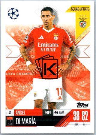 Fotbalová kartička 2024-25 Topps Match Attax EXTRA UEFA Club Competitions Squad Update 47.  Ángel Di María (SL Benfica)