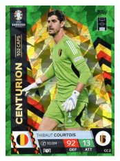 fotbalová karta Topps Match Attax EURO 2024 Green parallel Centurion CC 2 Thibaut Courtois (Belgium)