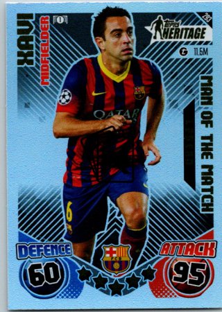 Fotbalová kartička 2024-25 Topps Match Attax EXTRA UEFA Club Competitions Topps Heritage - Man of the Match 293 Xavi (FC Barcelona)