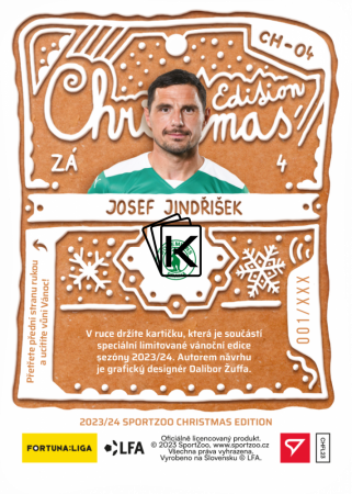 Předprodej fotbalová kartička 2023-SportZoo Fortuna Liga Christmas Edition CH-04 Josef Jindřišek Bohemians Praha