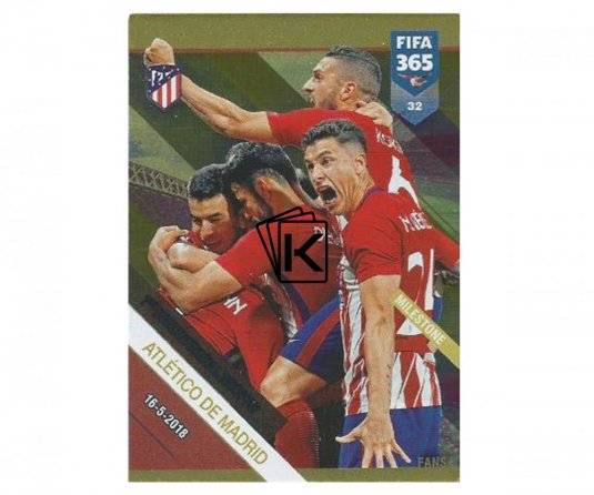 Fotbalová kartička Panini FIFA 365 – 2019 Fans 32 Atletico de Madrid Milestone