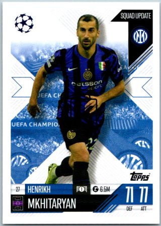 Fotbalová kartička 2024-25 Topps Match Attax EXTRA UEFA Club Competitions Squad Update 27.  Henrikh Mkhitaryan (FC Internazionale Milano)
