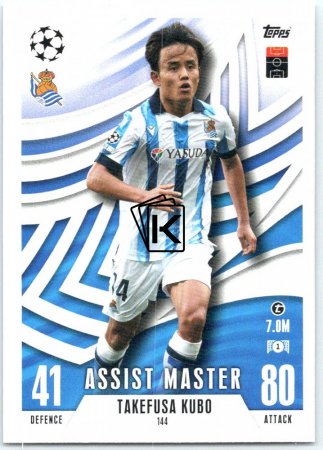 2023-24 Topps Match Attax EXTRA UEFA Club Competition Assist Master 144 Takefusa Kubo (Real Sociedad de Fútbol)