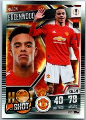 fotbalová kartička 2020-21 Topps Match Attax 101 Champions League Hot Shot 209 Mason Greenwood Manchester United