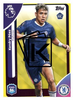 fotbalová kartička 2025-26 Topps  Premier League  101 Kendry Páez (Chelsea)  -  Rookie-PARALLEL Yellow