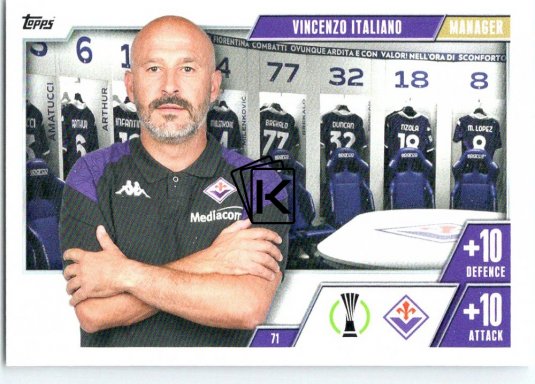 2023-24 Topps Match Attax EXTRA UEFA Club Competition Managers 71 Vicenzo Italiano (ACF Fiorentina)
