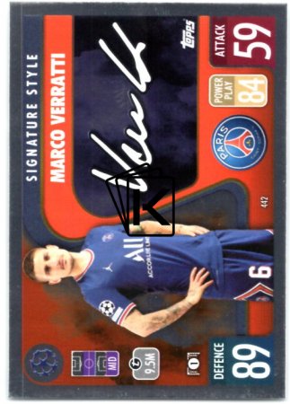 fotbalová kartička 2021-22 Topps Match Attax UEFA Champions League Signature Style 442 Marco Verratti PSG