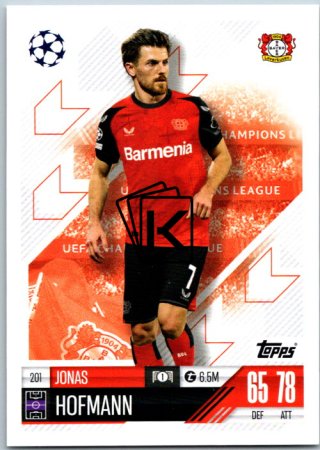 fotbalová kartička 2024-25 Topps Match Attax UEFA Club Competitions 201 Jonas Hofmann (Bayer 04 Leverkusen)