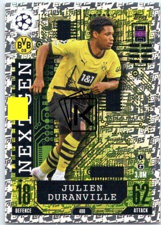 Fotbalová kartička 2023-24 Topps Match Attax UEFA Club Competitions Next Gen 400 Julien Duranville Borussia Dortmund