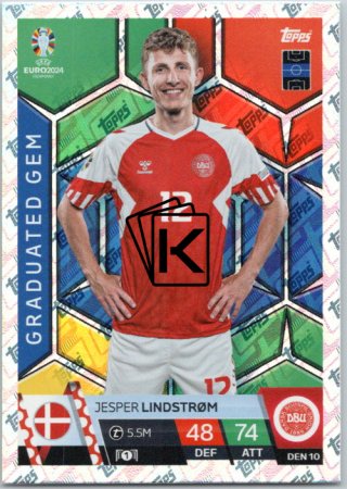 fotbalová karta Topps Match Attax EURO 2024 DEN10 Jesper Lindstrøm (Denmark)  -  Graduated Gem