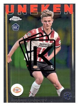 fotbalová kartička 2024-25 Topps Chrome UCC 97 Jesper Uneken, PSV Eindhoven RC