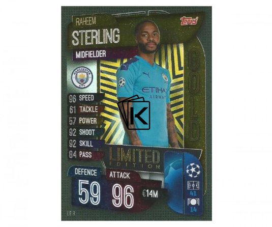 Fotbalová kartička 2019-2020 Topps Match Attax Champions League Limited Edition GOLD Raheem Sterling  LE8