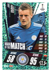fotbalová kartička 2020-21 Topps Match Attax Champions League Extra Man of the Match MOTM3 Jamie Vardy Leicester City