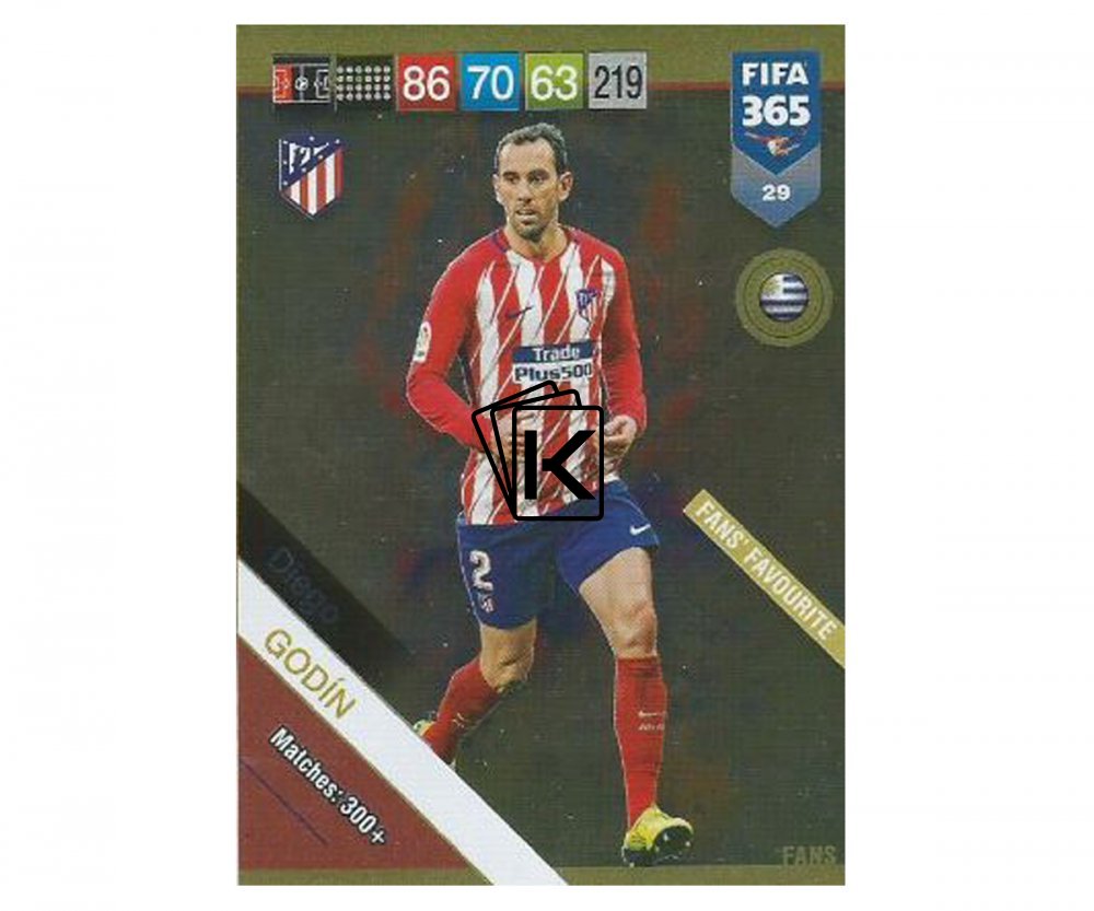 Fotbalová kartička Panini FIFA 365 - 2019 Fans 29 Diego Godin Atletico de Madrid