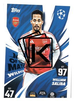 fotbalová kartička 2025-26 Topps Match Attax UCC 317 William Saliba (Arsenal)