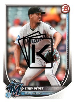Baseballová karta 2025 Bowman 39 Eury Pérez, Miami Marlins