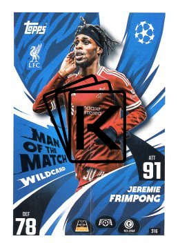 fotbalová kartička 2025-26 Topps Match Attax UCC 316 Jeremie Frimpong (Liverpool)