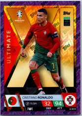fotbalová karta Topps Match Attax EURO 2024 Purple Sapphire Holograph Ultimate UXI9 Cristiano Ronaldo Portugal