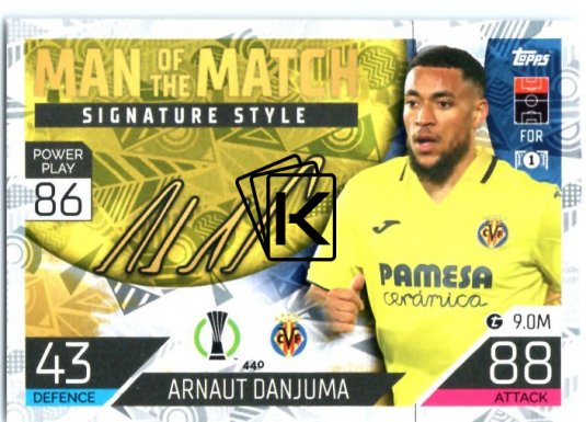 Fotbalová kartička 2022-23 Topps Match Attax UCL Man of The Match Siganture Style 440 Arnaut Danjuma - Villarreal CF