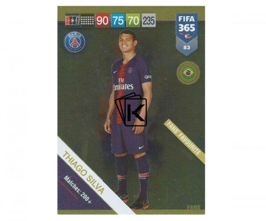 Fotbalová kartička Panini FIFA 365 – 2019 Fans 83 Thiago Silva PSG