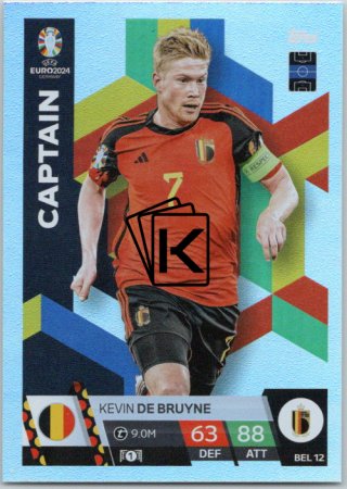 fotbalová karta Topps Match Attax EURO 2024 BEL12 Kevin De Bruyne (Belgium)  -  Captain