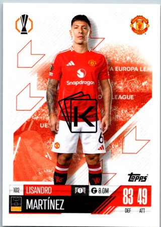 fotbalová kartička 2024-25 Topps Match Attax UEFA Club Competitions  102 Lisandro Martínez (Manchester United)