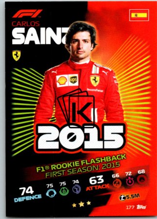2021 Topps Formule 1 Turbo Attax Rookie Flashback 177 Carlos Sainz Ferrari