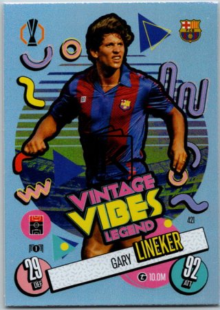fotbalová kartička 2024-25 Topps Match Attax UEFA Club Competitions Vintage Vibes Legend 421 Gary Lineker (FC Barcelona)