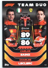 2022 Topps Formule 1Turbo Attax F1 Team Duo158 Carlos Sainz / Charles Leclerc (Ferrari)