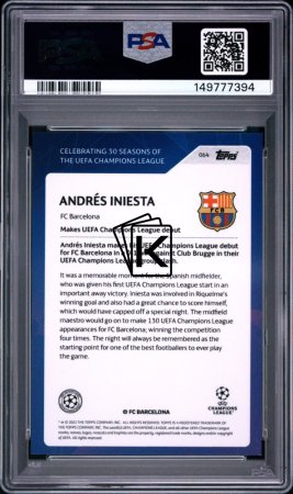 Gradovaná karta 2022 Topps UCL 30 Seasons Celebration Gold Foil #64 Andrés Iniesta 1/1 PSA 10