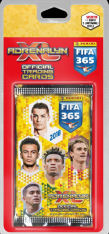 Blister fotbalových kartiček Panini FIFA 365 – 2018 4 balíčky, 1 limitovaná karta