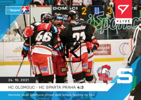 Hokejová kartička SportZoo 2021-22 Live L-031 Olomouc - Sparta 4:3