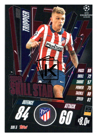 fotbalová kartička 2020-21 Topps Match Attax Champions League Extra Super Skill Star SKI3 Kieran Trippier Atlético de Madrid