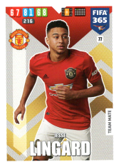Fotbalová kartička Panini Adrenalyn XL FIFA 365 - 2020 Team Mate 77 Jesse Lingard Manchester United