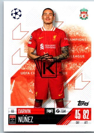 fotbalová kartička 2024-25 Topps Match Attax UEFA Club Competitions  63 Darwin Núñez (Liverpool)