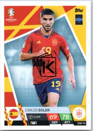 fotbalová karta Topps Match Attax EURO 2024 ESP11 Carlos Soler (Spain)