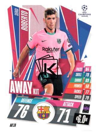 fotbalová kartička 2020-21 Topps Match Attax Champions League Extra Away Kit AK10 Sergi Roberto FC Barcelona