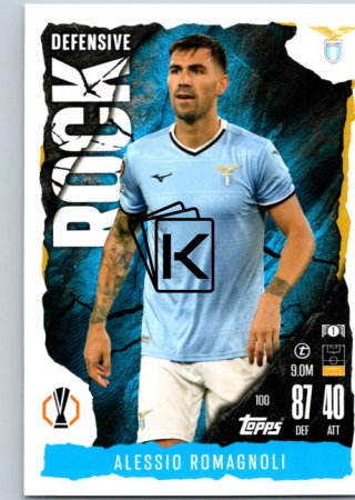 Fotbalová kartička 2024-25 Topps Match Attax EXTRA UEFA Club Competitions Defensive Rock 100 Alissio Romagnoli (SS Lazio)