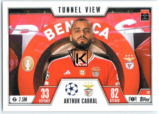 2023-24 Topps Match Attax EXTRA UEFA Club Competition Tunnel View 131 Arthur Cabral (SL Benfica)