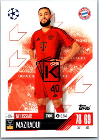 fotbalová kartička 2024-25 Topps Match Attax UEFA Club Competitions 215 Noussair Mazraoui (FC Bayern München)