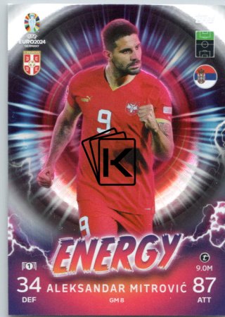 fotbalová karta Topps Match Attax EURO 2024 Energy GM8 Aleksandar Mitrović (Serbia)