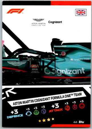 2021 Topps Formule 1 Turbo Attax 44 Power Action Car Aston Martin