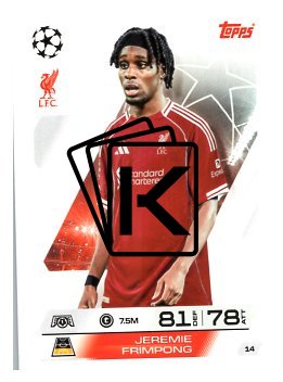 fotbalová kartička 2025-26 Topps Match Attax UCC 14 Jeremie Frimpong (Liverpool)