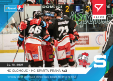 Hokejová kartička SportZoo 2021-22 Live L-031 Olomouc - Sparta 4:3