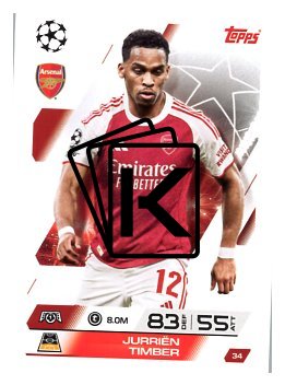 fotbalová kartička 2025-26 Topps Match Attax UCC 34 Jurrién Timber (Arsenal)