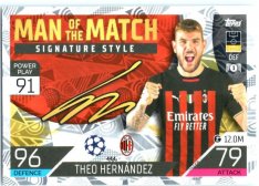 Fotbalová kartička 2022-23 Topps Match Attax UCL Man of The Match Siganture Style 444 Theo Hernandez - AC Milan