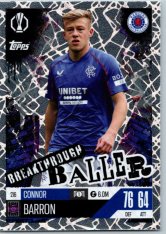 Fotbalová kartička 2024-25 Topps Match Attax EXTRA UEFA Club Competitions Breakthrough Baller 216 Connor Barron (Rangers FC)